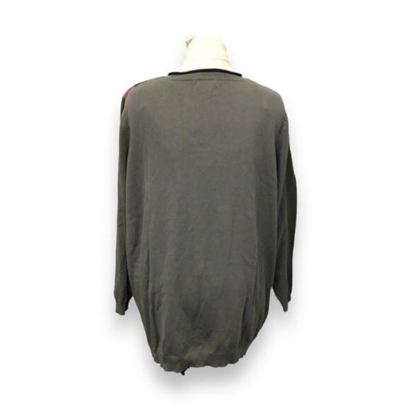 Ellos Women's V-Neck Argyle Sweater Pullover, Gray, size 1X - Picture 5 of 8